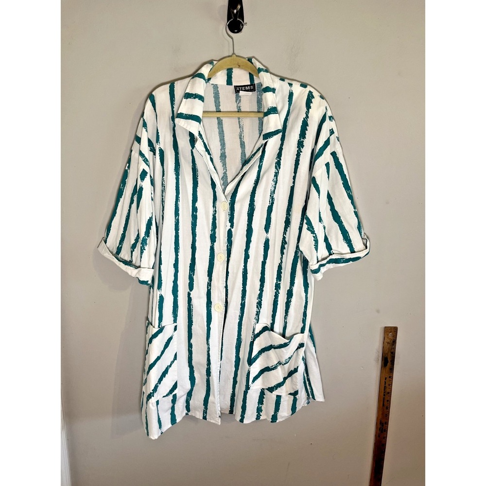 Colorful Striped Dress Set 24 Green Retro Mod 1980s Resort Tropical Y2K Classic